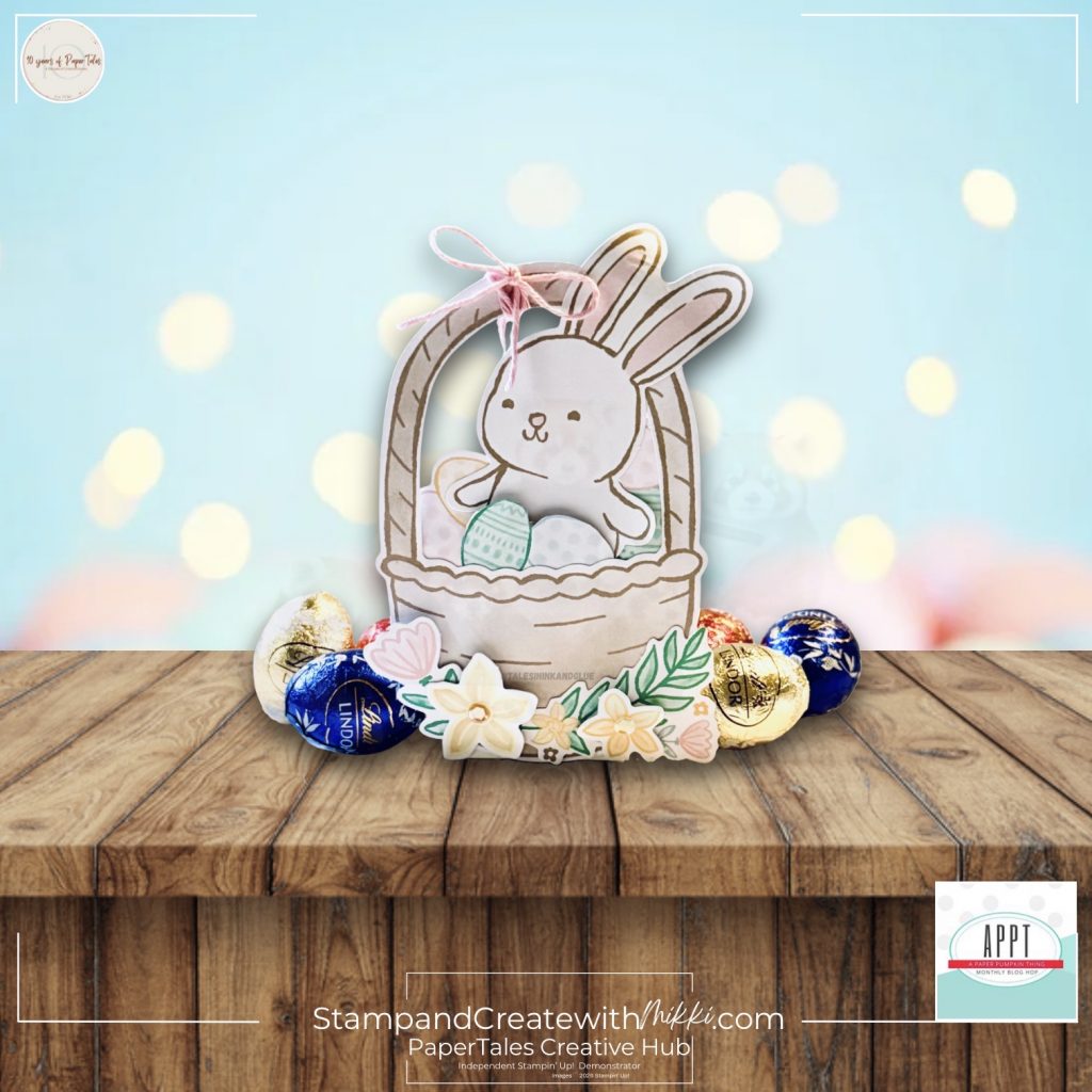 Easter treat basket made with February 2026 Paper Pumpkin kit