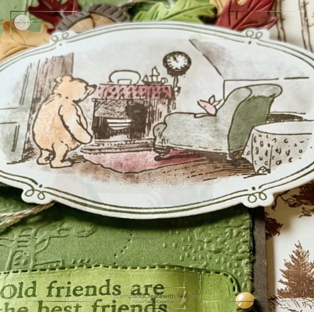 Close-up of autumn handmade card made with the Silly Old Bear Suite Collection